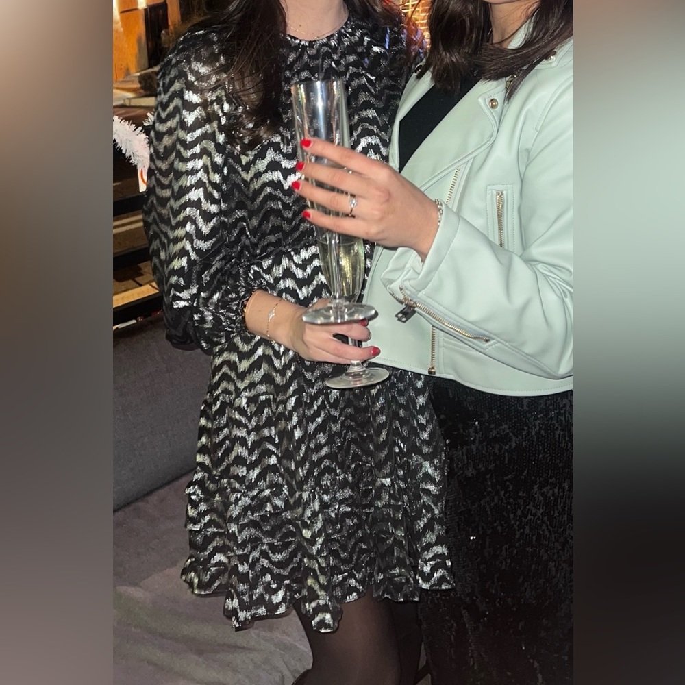 Aqua Shimmery Long Sleeved Dress